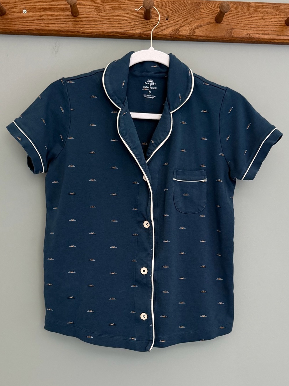 Faherty x Roller Rabbit Mini Sun Wave Organic Cotton Short Sleeve Pajama Top